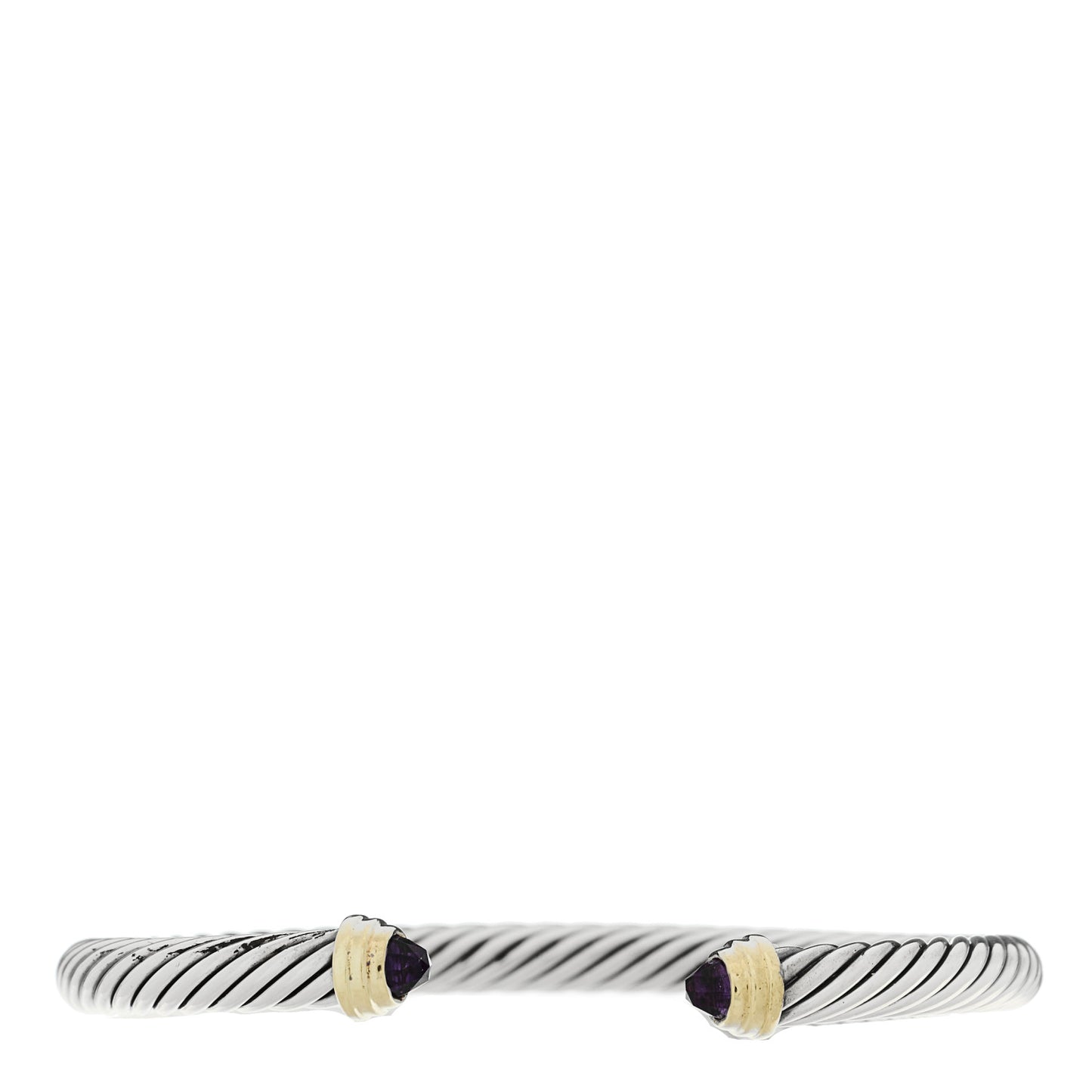 Sterling Silver 14K Yellow Gold Amethyst 4mm Cable Kids Bracelet