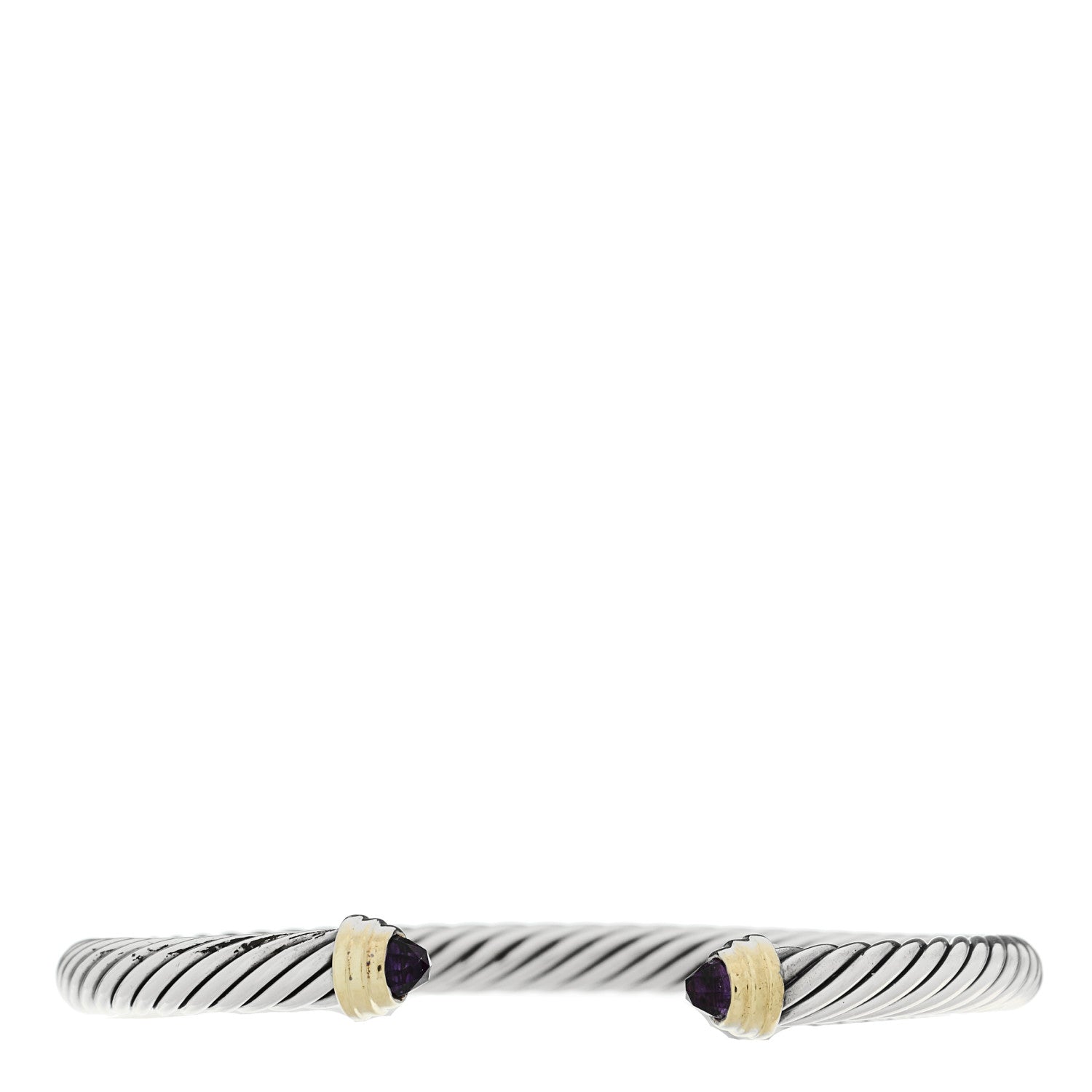 David Yurman Sterling Silver 14K Yellow Gold Amethyst 4mm Cable Kids Bracelet 1 of 3
