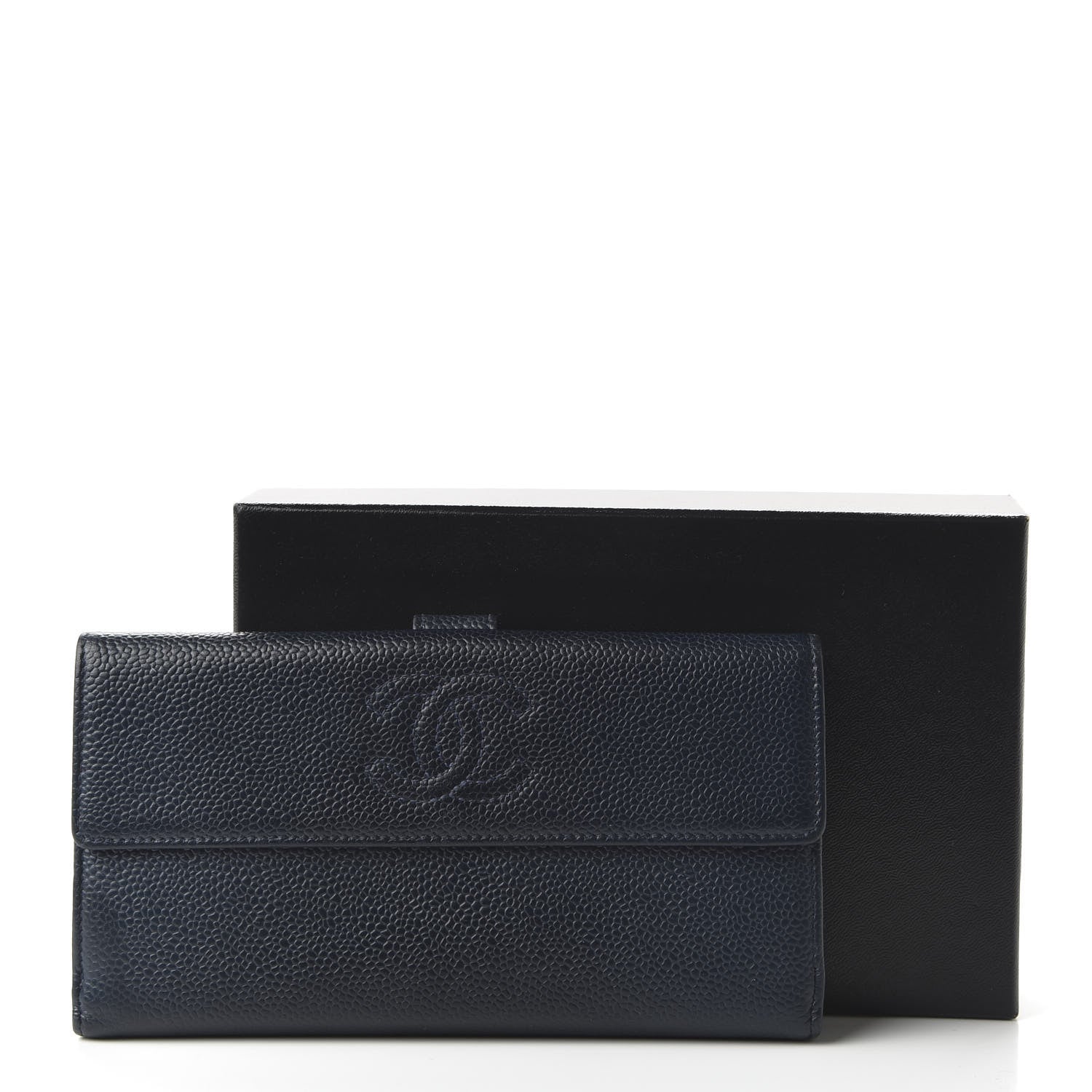 Chanel Caviar CC Long Flap French Wallet Navy Blue 12 of 12