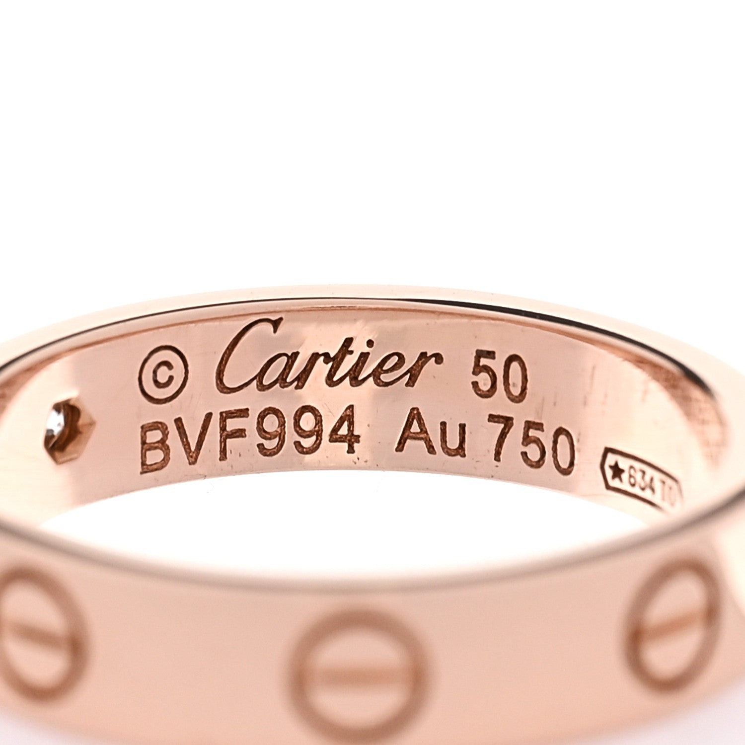Cartier 18K Pink Gold Diamond 4mm LOVE Wedding Band Ring 50 5.25 4 of 4
