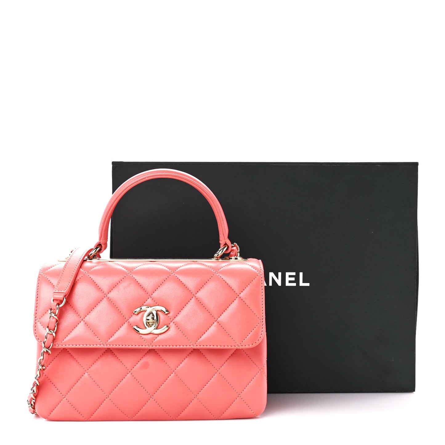 Lambskin Quilted Small Trendy CC Flap Dual Handle Bag Pink