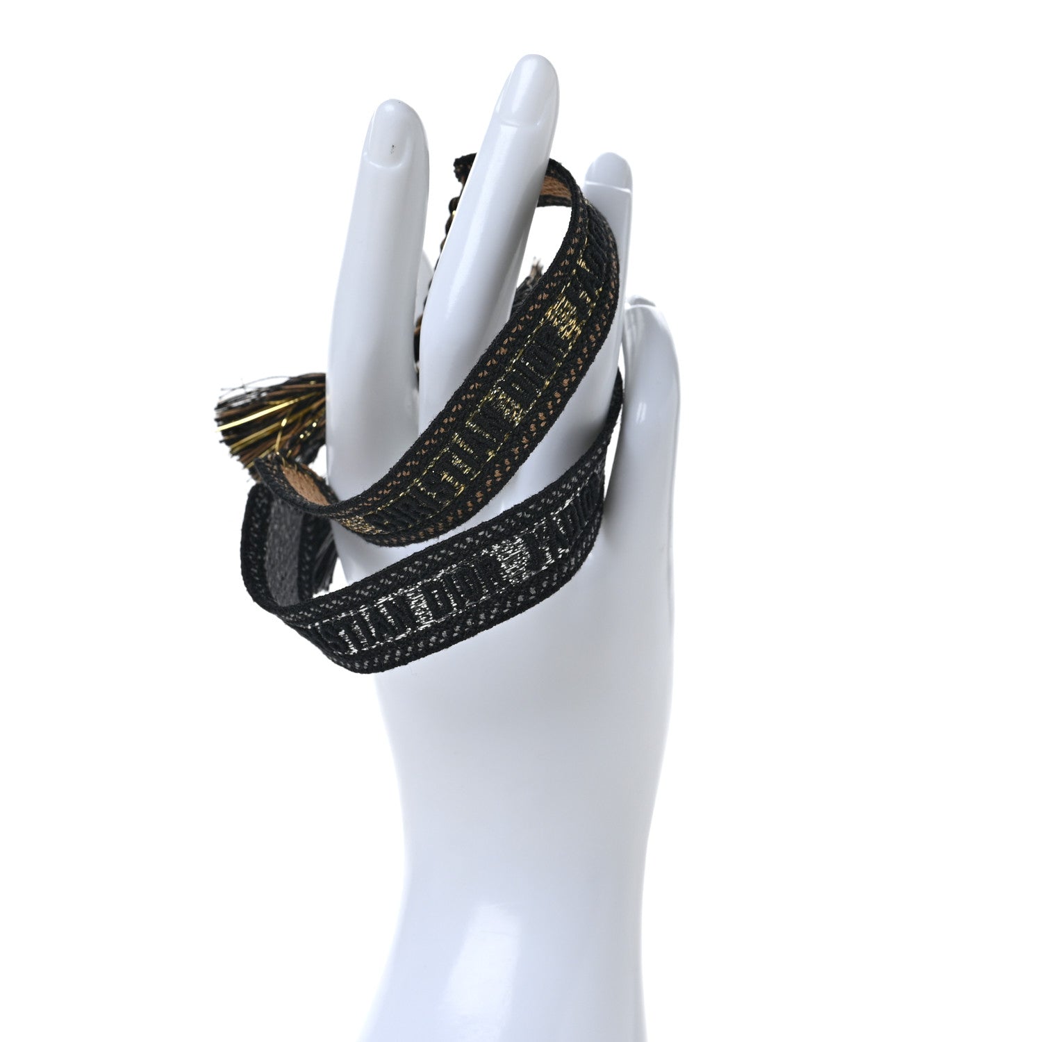 Christian Dior Woven Cotton J'Adior Friendship Bracelet Set Gold Silver 2 of 5