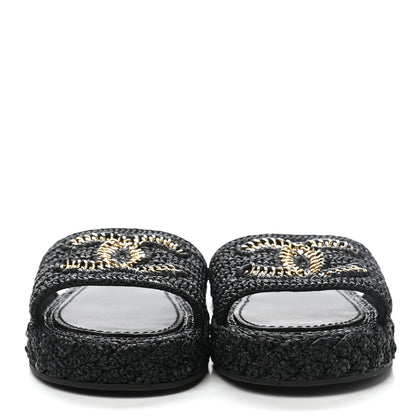 Chanel Cord Braided CC Mules 37 Black 2 of 9