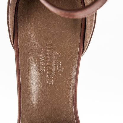 Hermes Calfskin Legend Wedge Sandals 36 Gold 5 of 7