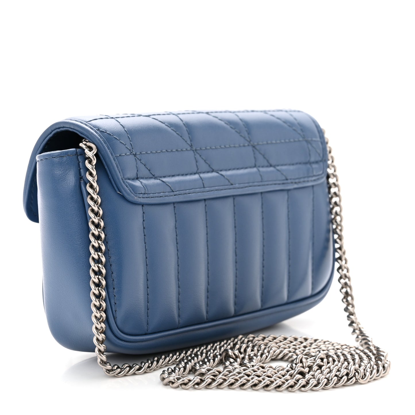 Calfskin Matelasse Aria Super Mini GG Marmont Shoulder Bag Clear Blue