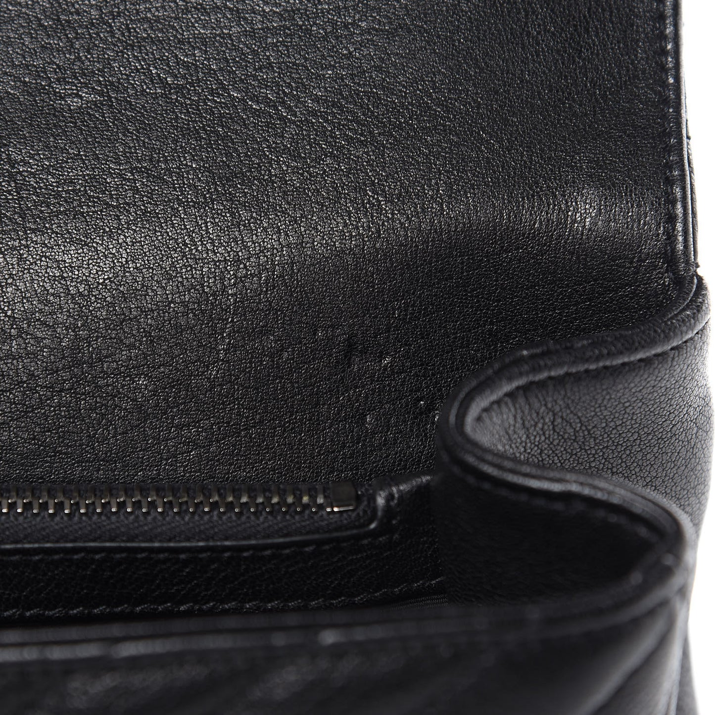 Sheepskin Matelasse Chevron Monogram Medium College Bag Black