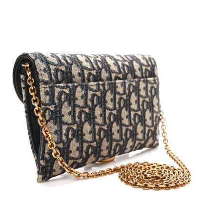 Christian Dior Oblique Saddle Chain Long Wallet Blue 3 of 9