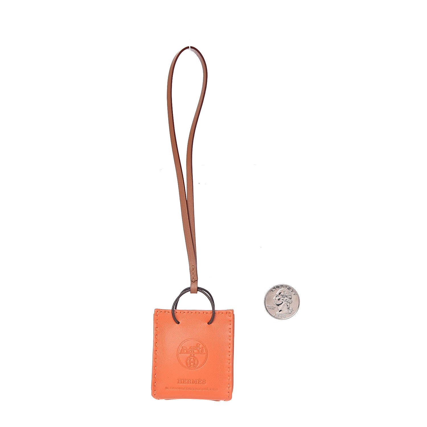 Hermes Milo Lambskin Swift Shopping Bag Charm Feu Gold 2 of 4