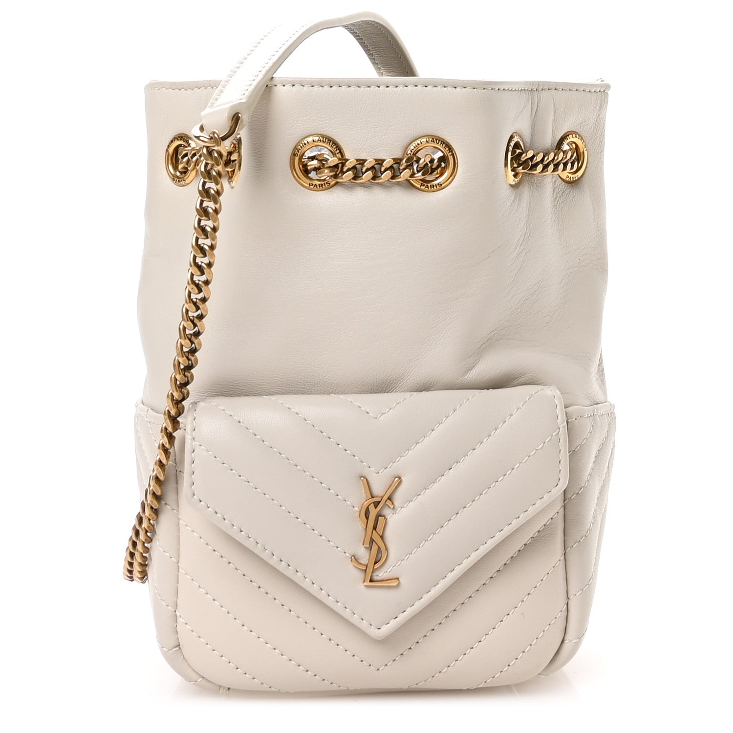 Saint Laurent Lambskin Matelasse Monogram Joe Nano Bucket Bag Crema Soft 1 of 10