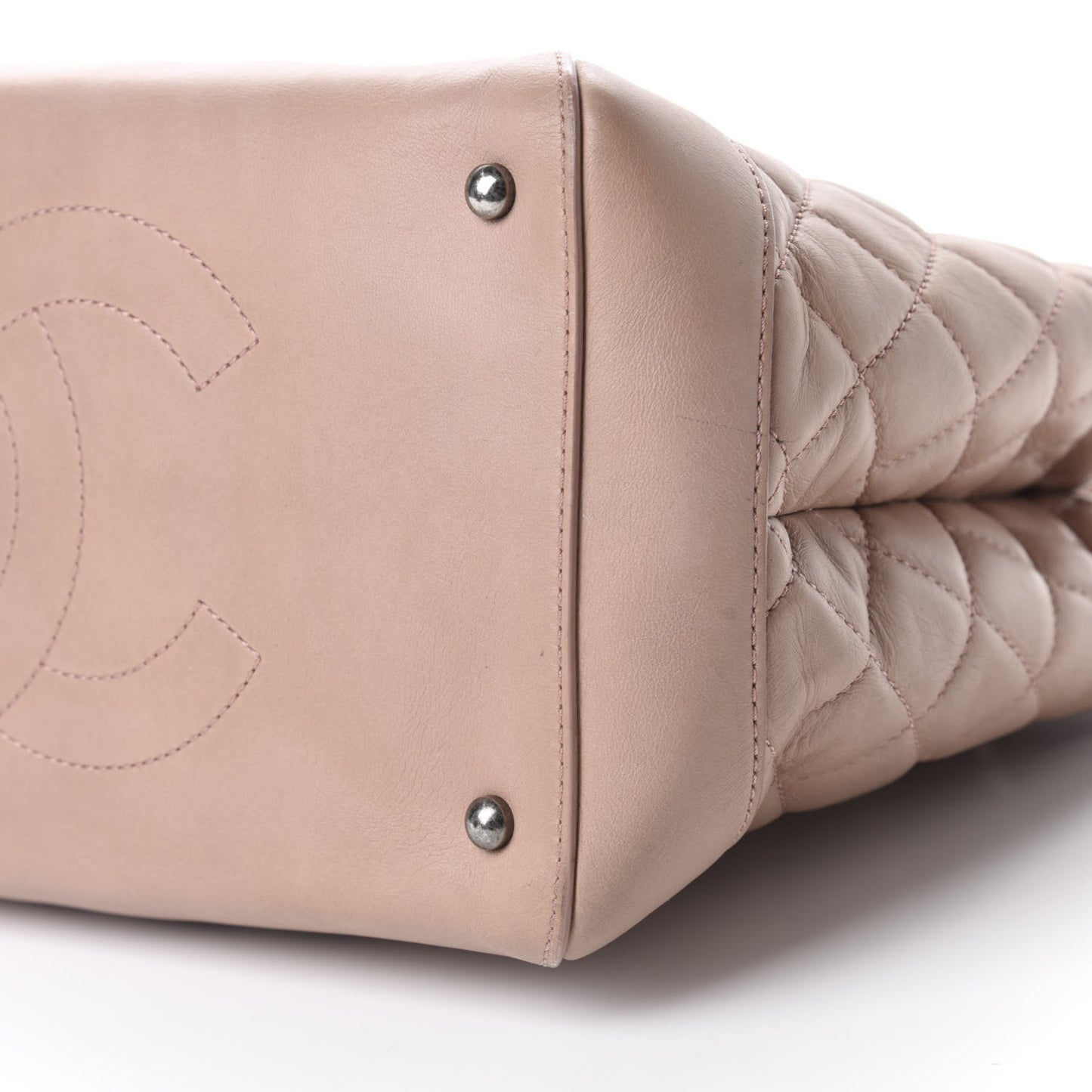 Calfskin Quilted Small Easy Shopping Tote Light Pink