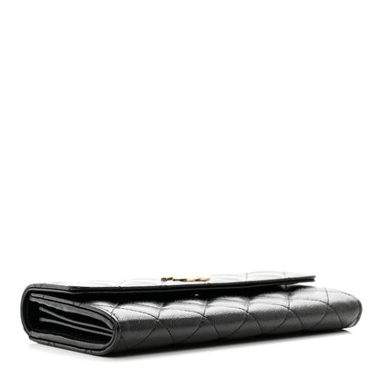 Chanel Caviar Quilted Studded CC Large Gusset Flap Wallet Black 4 of 9