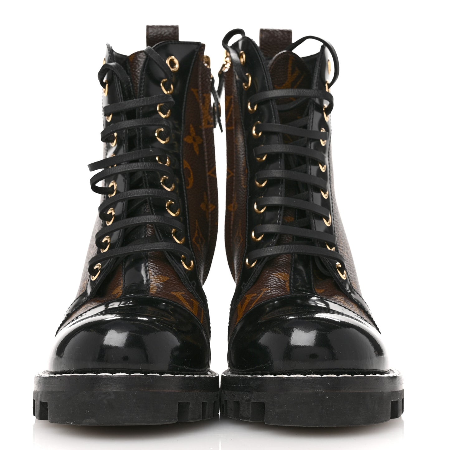 Patent Calfskin Monogram Star Trail Ankle Boots 36 Black