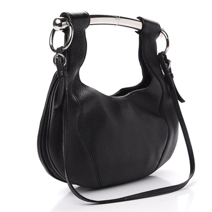 Prada Vitello Daino Metal Bar Top Handle Shoulder Bag Black 3 of 15