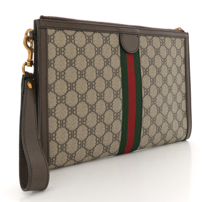 Gucci X BALENCIAGA BB Supreme Monogram Web Ophidia Wristlet Beige New Acero 3 of 7