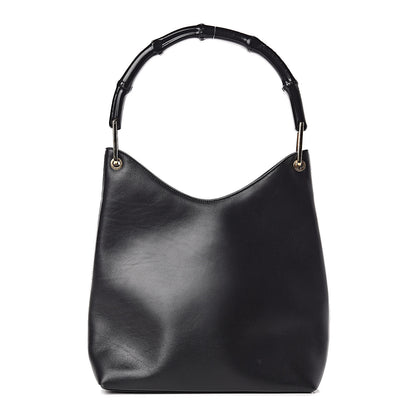 Gucci Smooth Calfskin Bamboo Handle Shoulder Bag Black 1 of 14