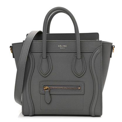 Celine Drummed Calfskin Nano Luggage Kohl 1 of 10
