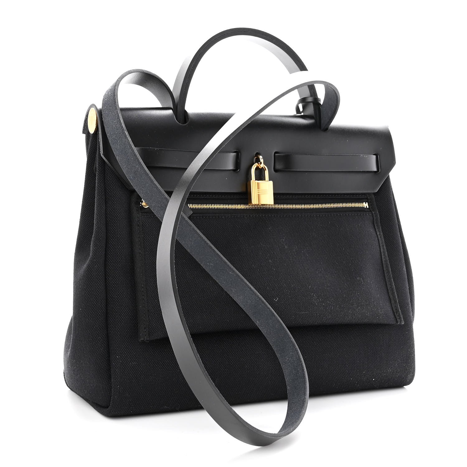 Hermes Military Toile Vache Hunter Herbag Zip Retourne 31 PM Black 3 of 8