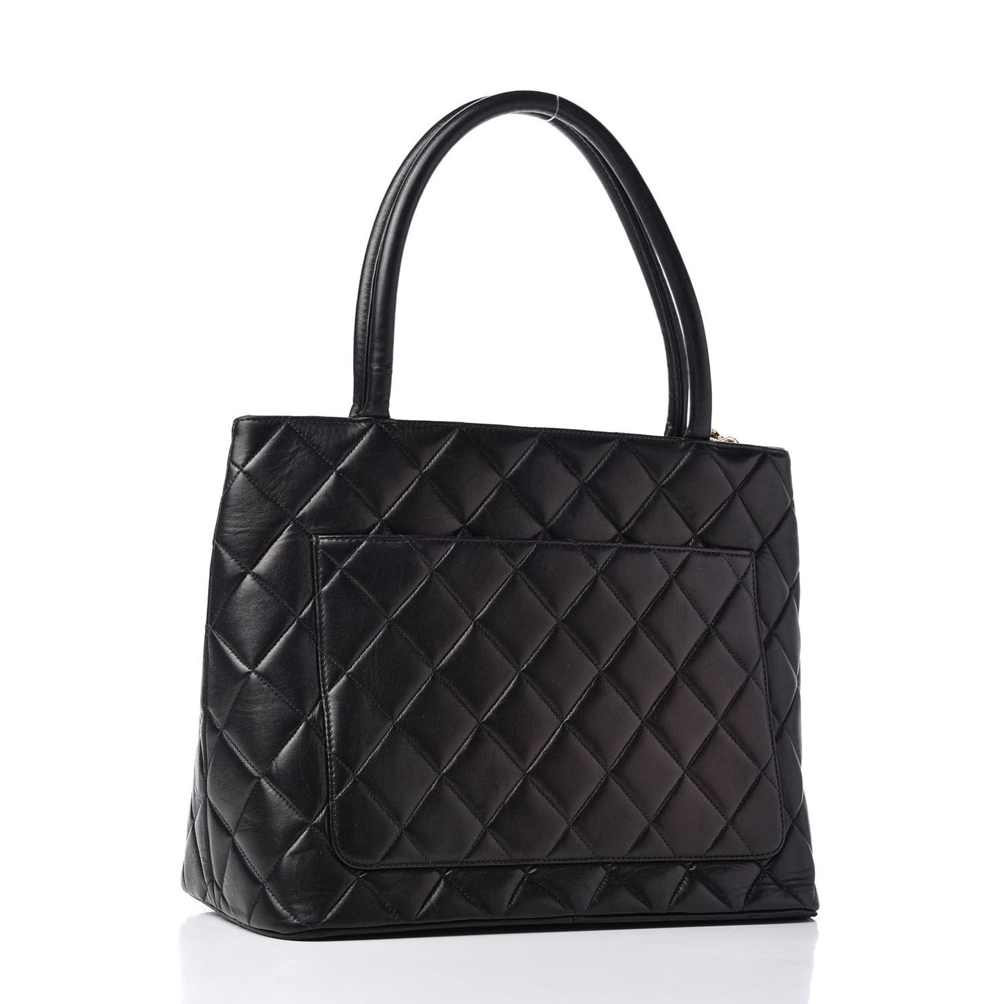Lambskin Quilted Medallion Tote Black