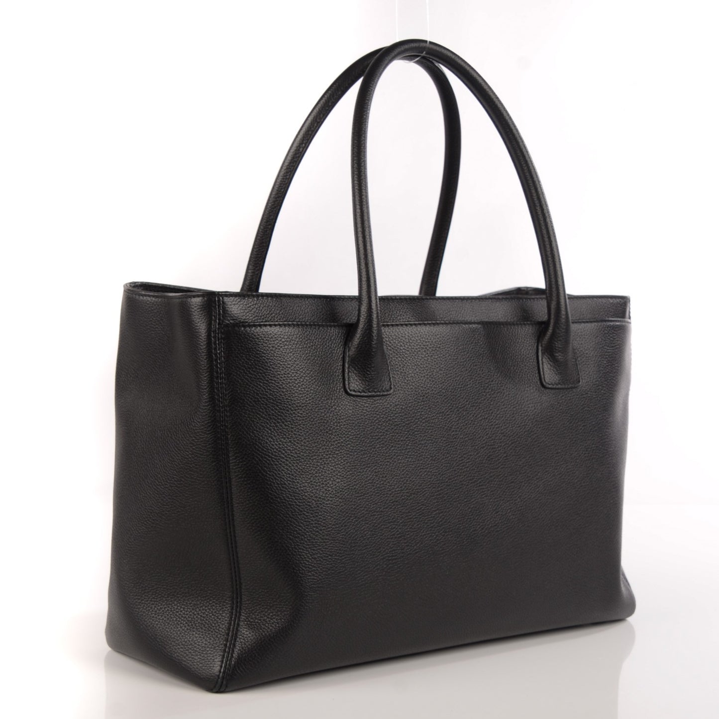 Calfskin Cerf Executive Shopper Tote Black