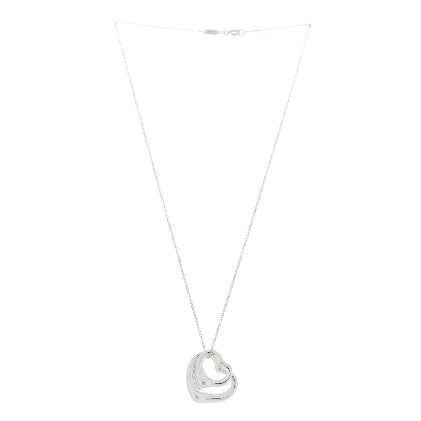 Sterling Silver Elsa Peretti Double Open Heart Pendant Necklace