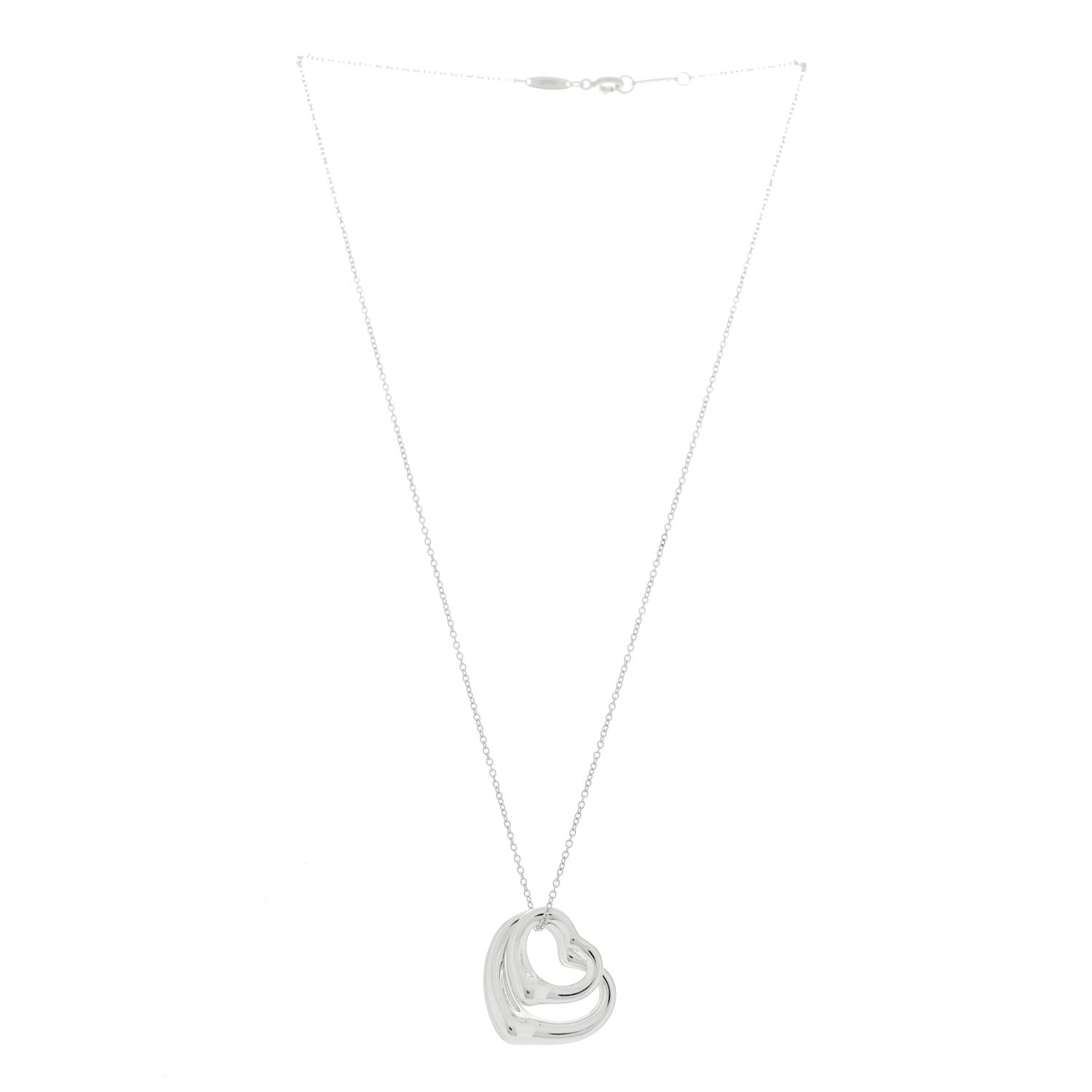 Tiffany Sterling Silver Elsa Peretti Double Open Heart Pendant Necklace 3 of 6