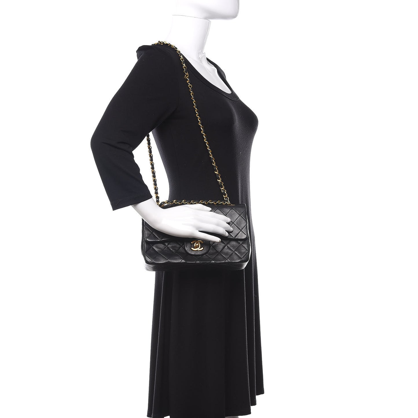 Lambskin Quilted Small Double Flap Black