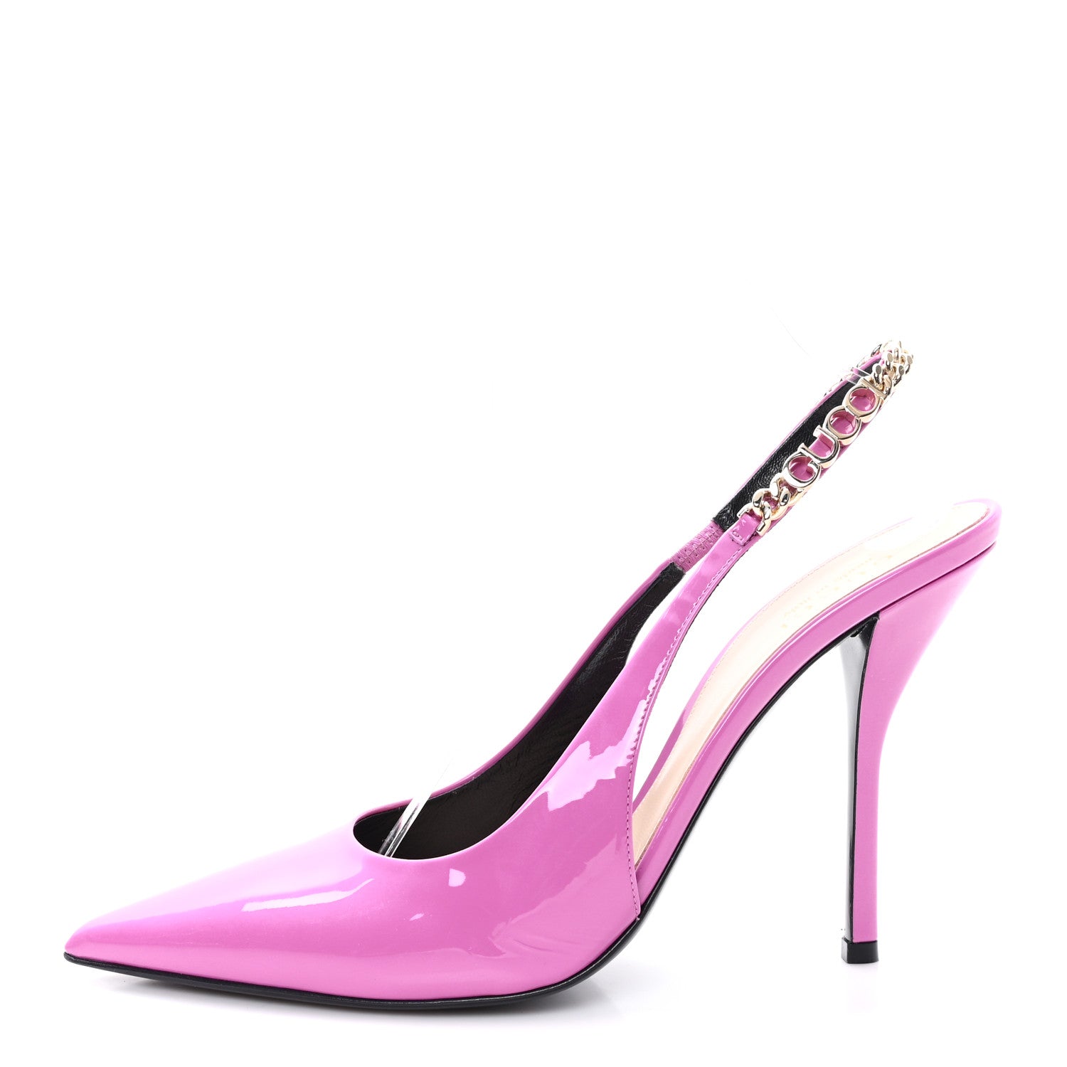 Gucci Vernice Crystal Nappa Charlotte Signoria 105 Slingback Pumps 40 Libre Pink 1 of 10