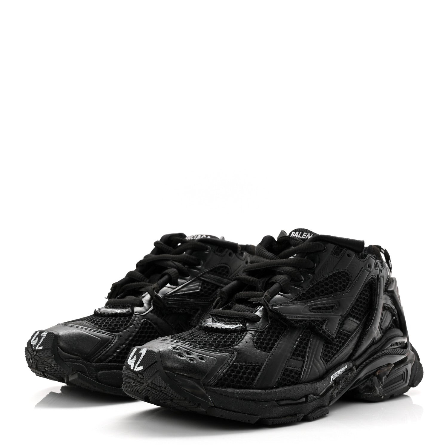 Balenciaga Mesh Rubber Monocolor Mens Runner Sneakers 42 Black 4 of 9