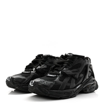 Balenciaga Mesh Rubber Monocolor Mens Runner Sneakers 42 Black 4 of 9