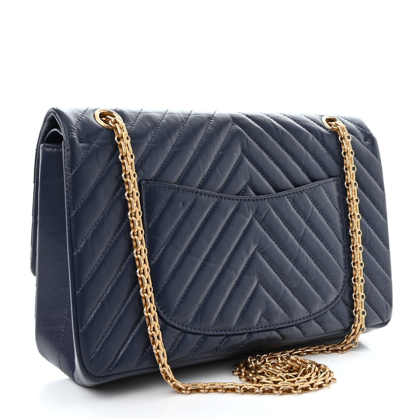 Aged Calfskin Chevron Quilted 2.55 Reissue 226 Flap Navy Blue