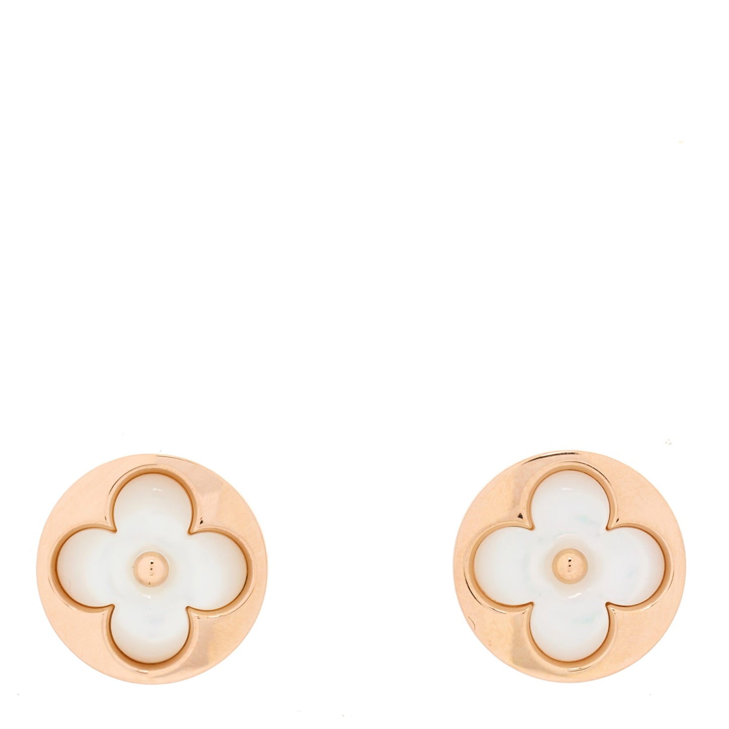 18K Pink Gold Mother of Pearl Color Blossom Sun Stud Earrings