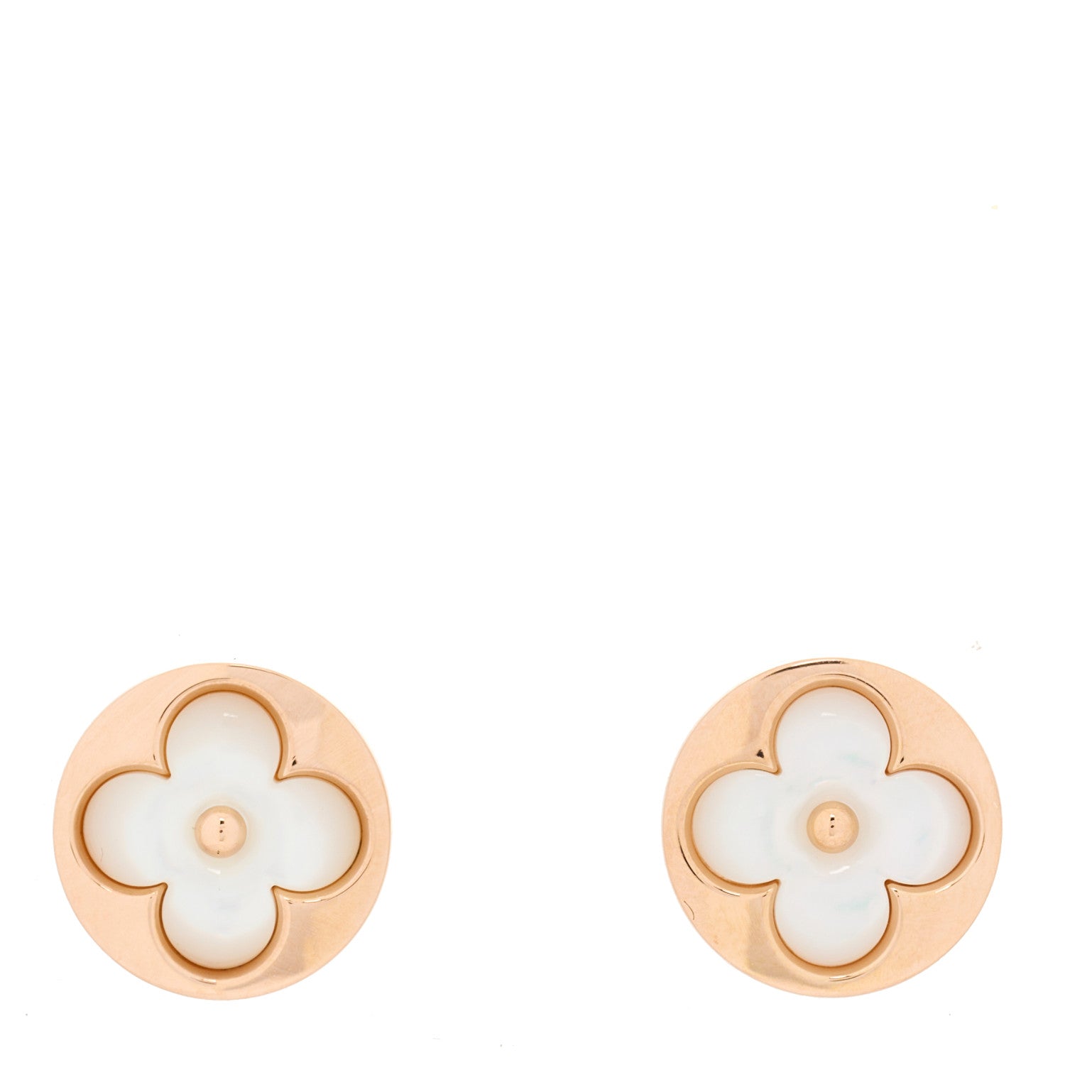 Louis Vuitton 18K Pink Gold Mother of Pearl Color Blossom Sun Stud Earrings 1 of 3