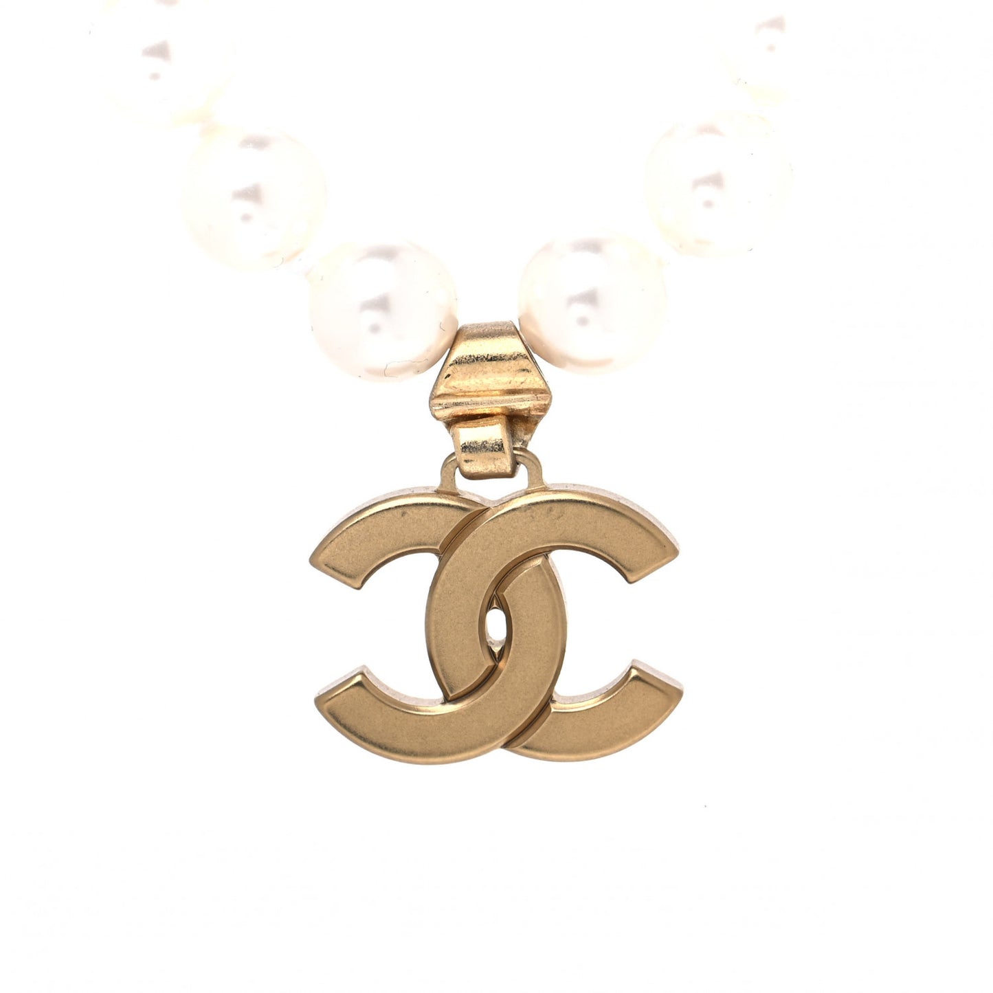 Pearl Crystal CC Short Necklace Gold