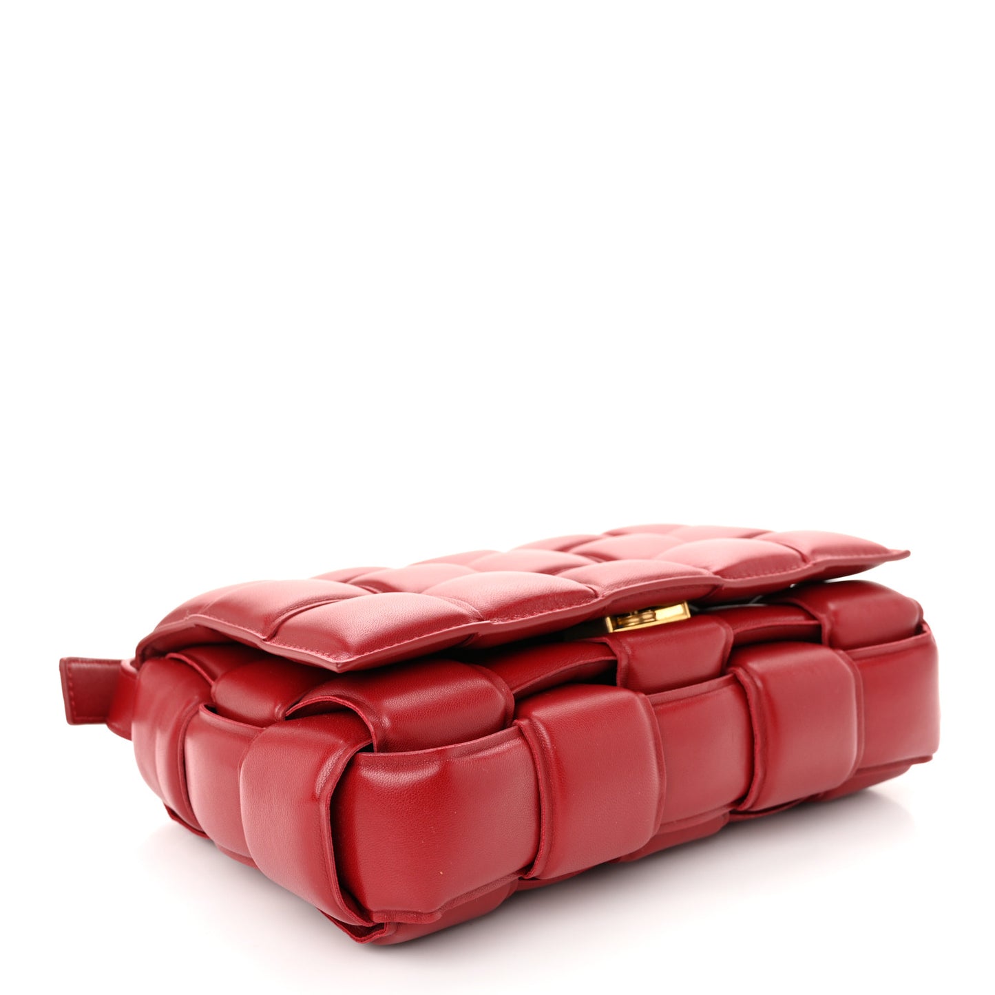 Nappa Maxi Intreccio Padded Cassette Crossbody Bag Dark Red