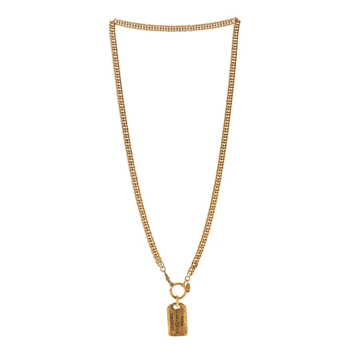 31 Rue Cambon Tag Pendant Necklace Gold