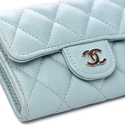 Chanel Caviar Quilted Flap Card Holder Wallet Light Blue 9 of 10