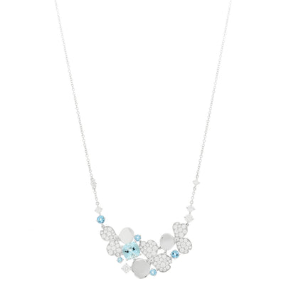 Tiffany Platinum Diamond Aquamarine Paper Flowers Cluster Pendant Necklace 1 of 6