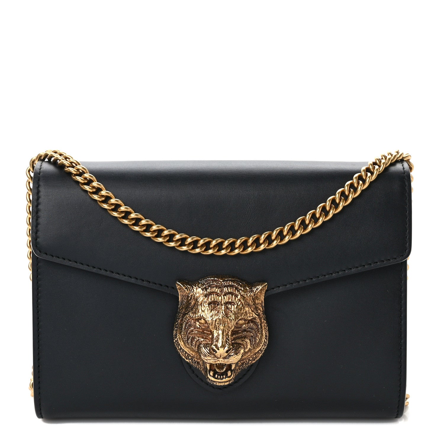 Gucci Calfskin Animalier Chain Wallet Black 1 of 11