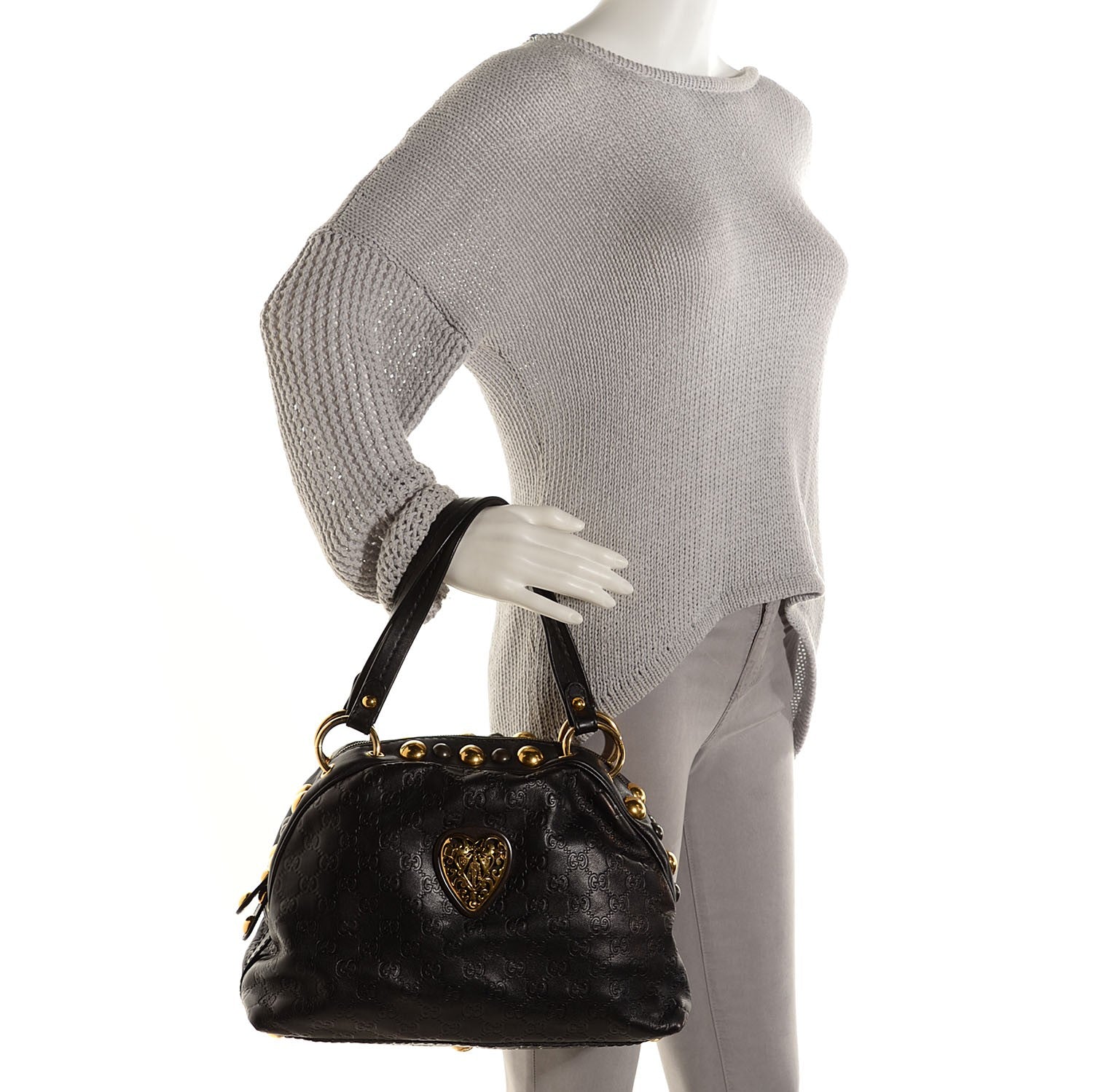 Gucci Guccissima Medium Babouska Dome Bag Black 2 of 9