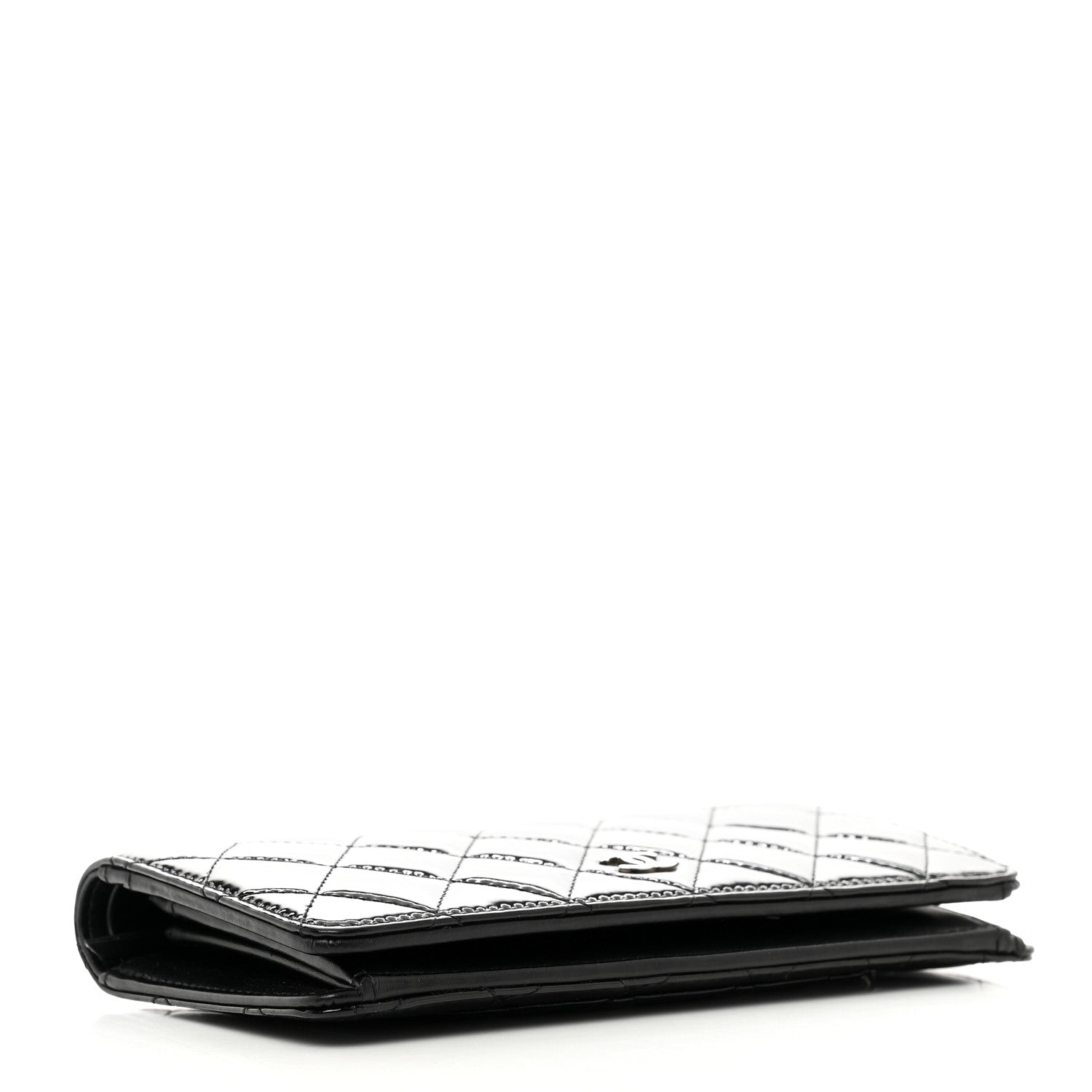 Chanel Patent Calfskin Quilted Yen Wallet Black 4 of 8
