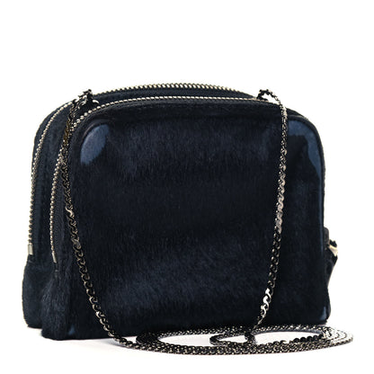 Valentino Garavani Pony Hair Rockstud Double Zip Crossbody Bag Black 2 of 7