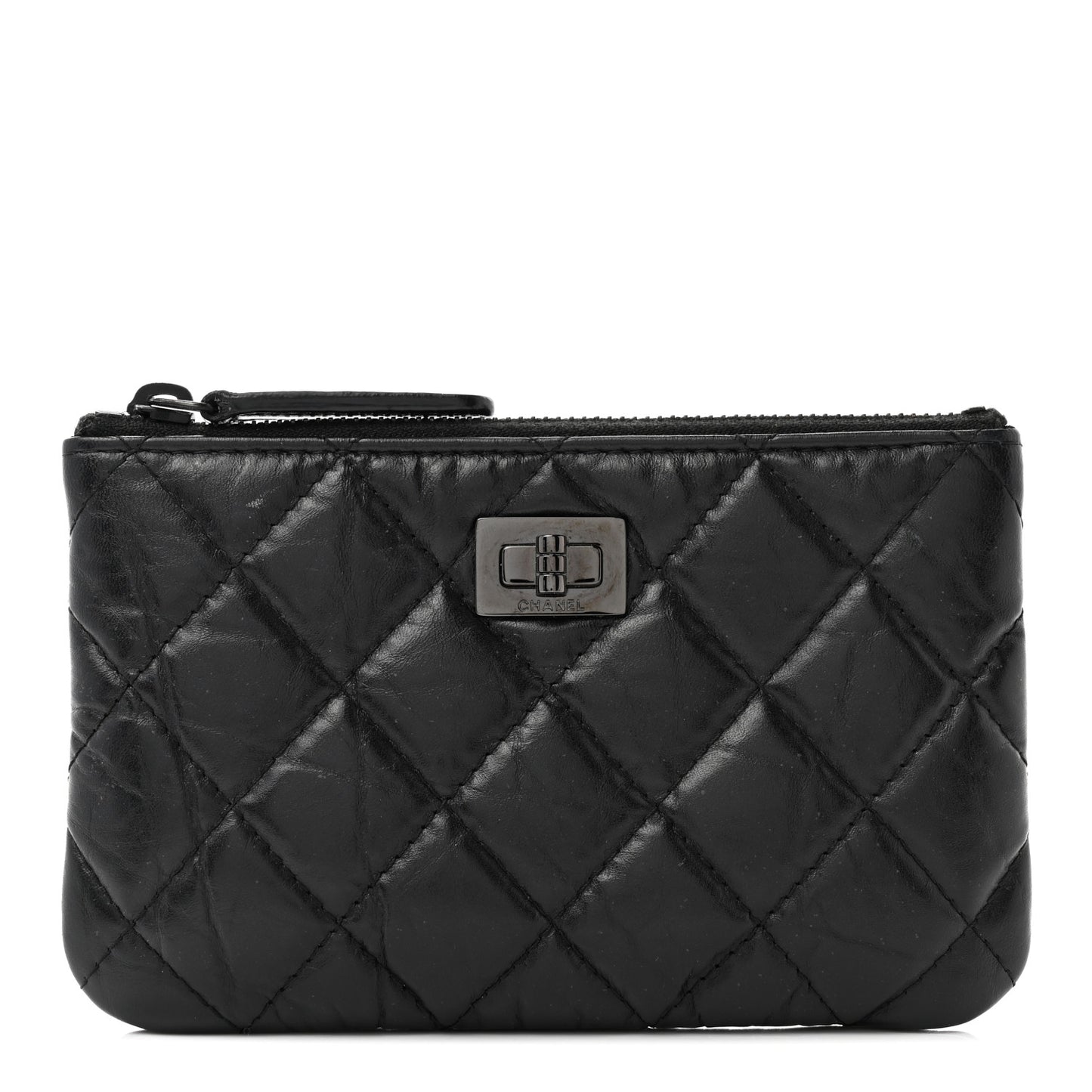 Aged Calfskin Quilted Small Reissue Cosmetic Case So Black
