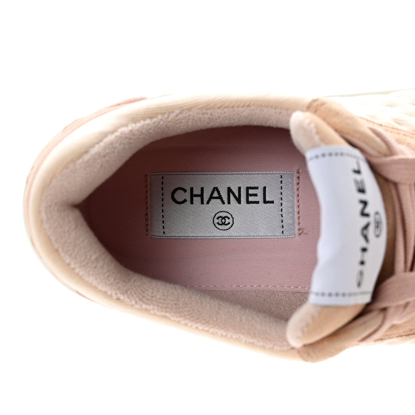 Fabric Suede Calfskin Logo Sneakers 36 Beige Pink