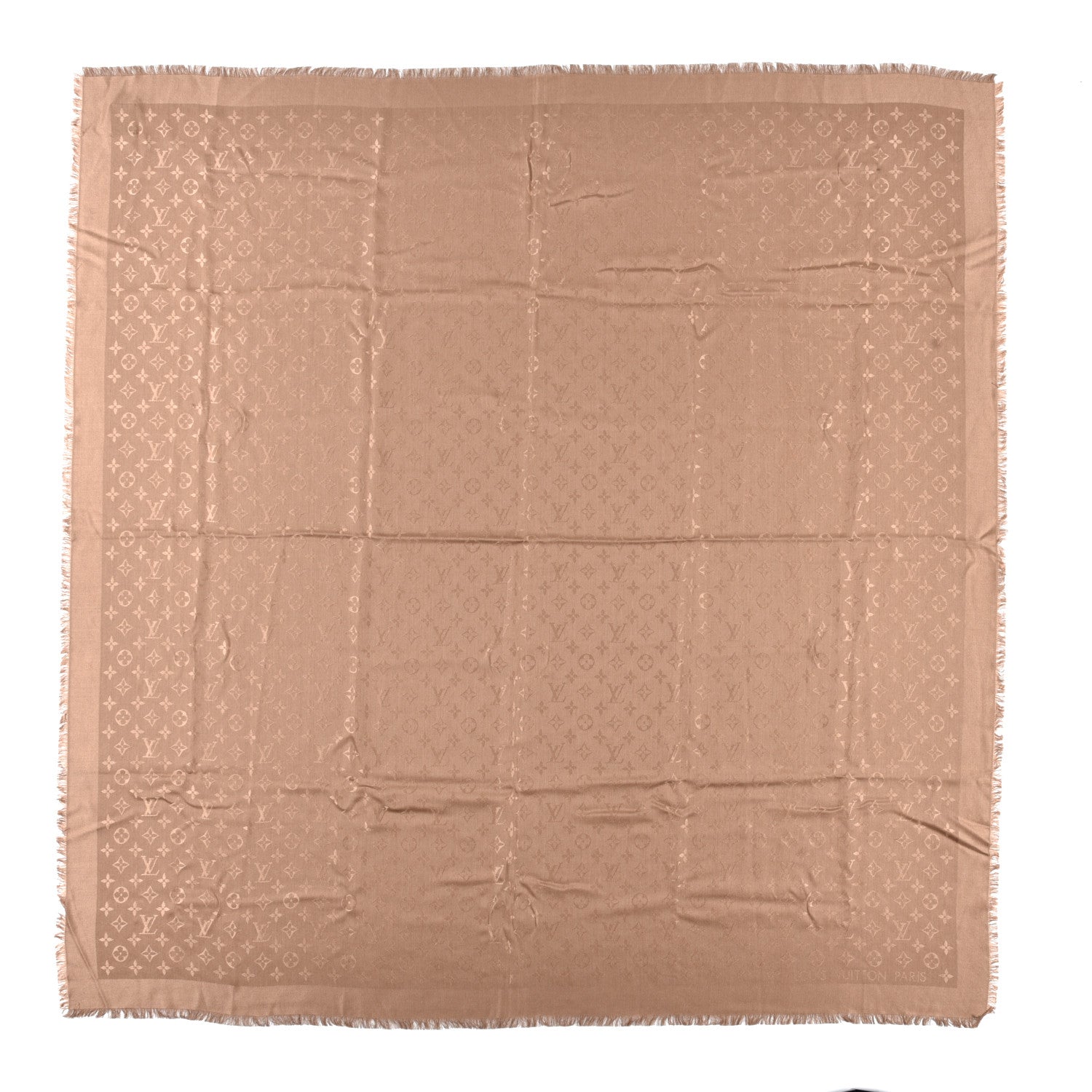 Louis Vuitton Silk Wool Monogram Shawl Cappuccino 1 of 3
