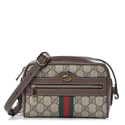 Gucci GG Supreme Monogram Web Mini Ophidia Shoulder Bag Brown 1 of 11