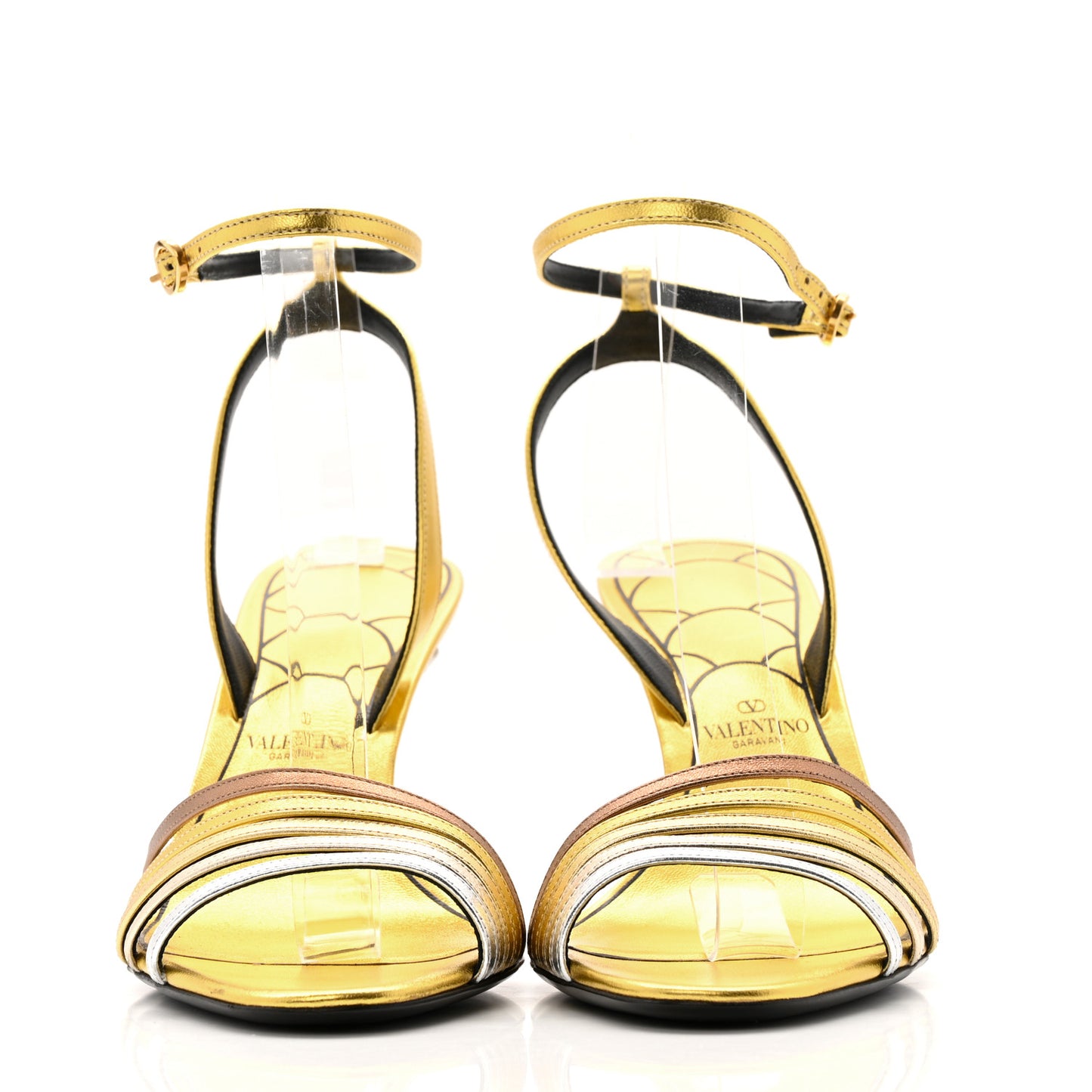 Laminated Nappa Crystal Ladycrush 85mm Sandals 37.5 Multicolor Silver