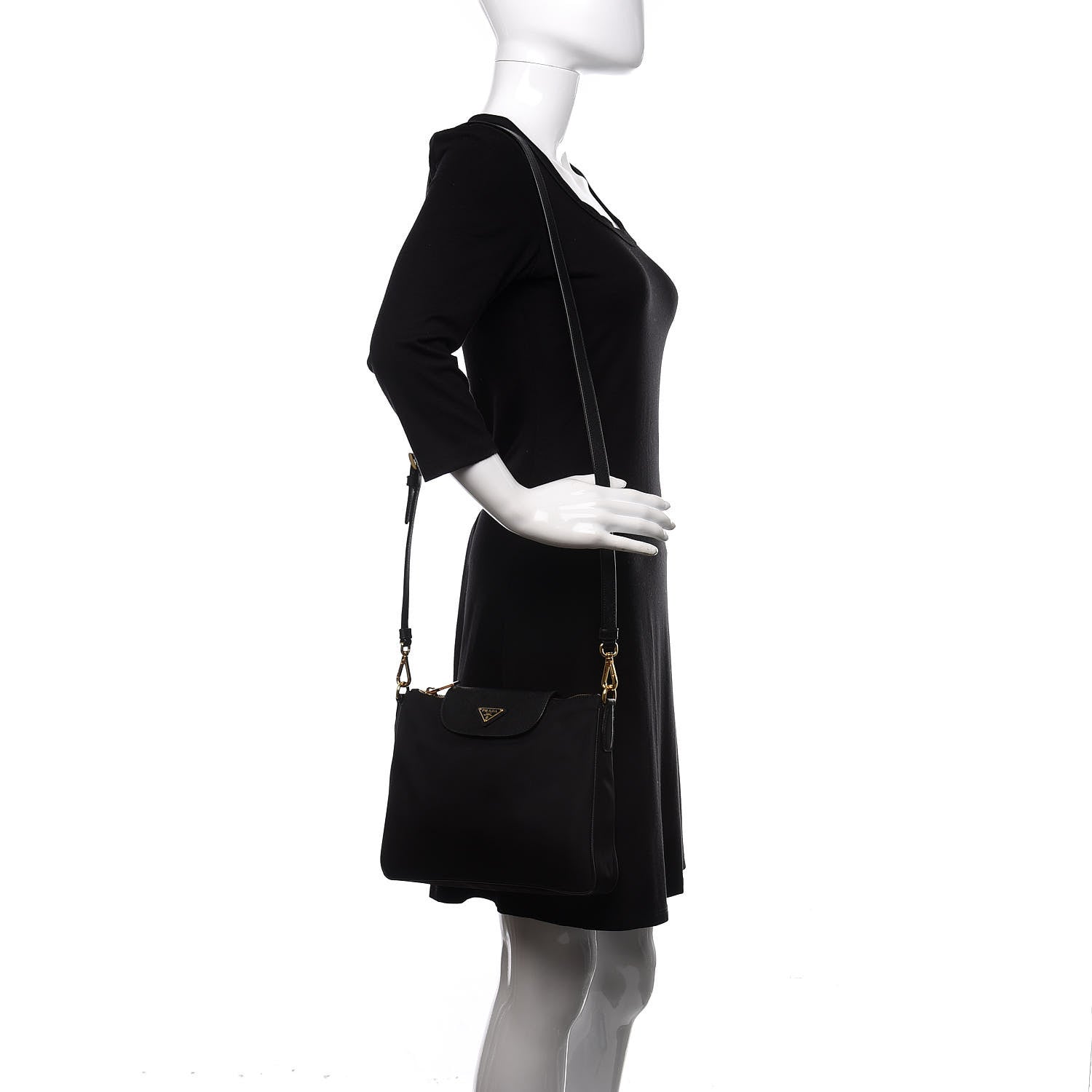 Prada Tessuto Nylon Saffiano Crossbody Bag Black 2 of 10