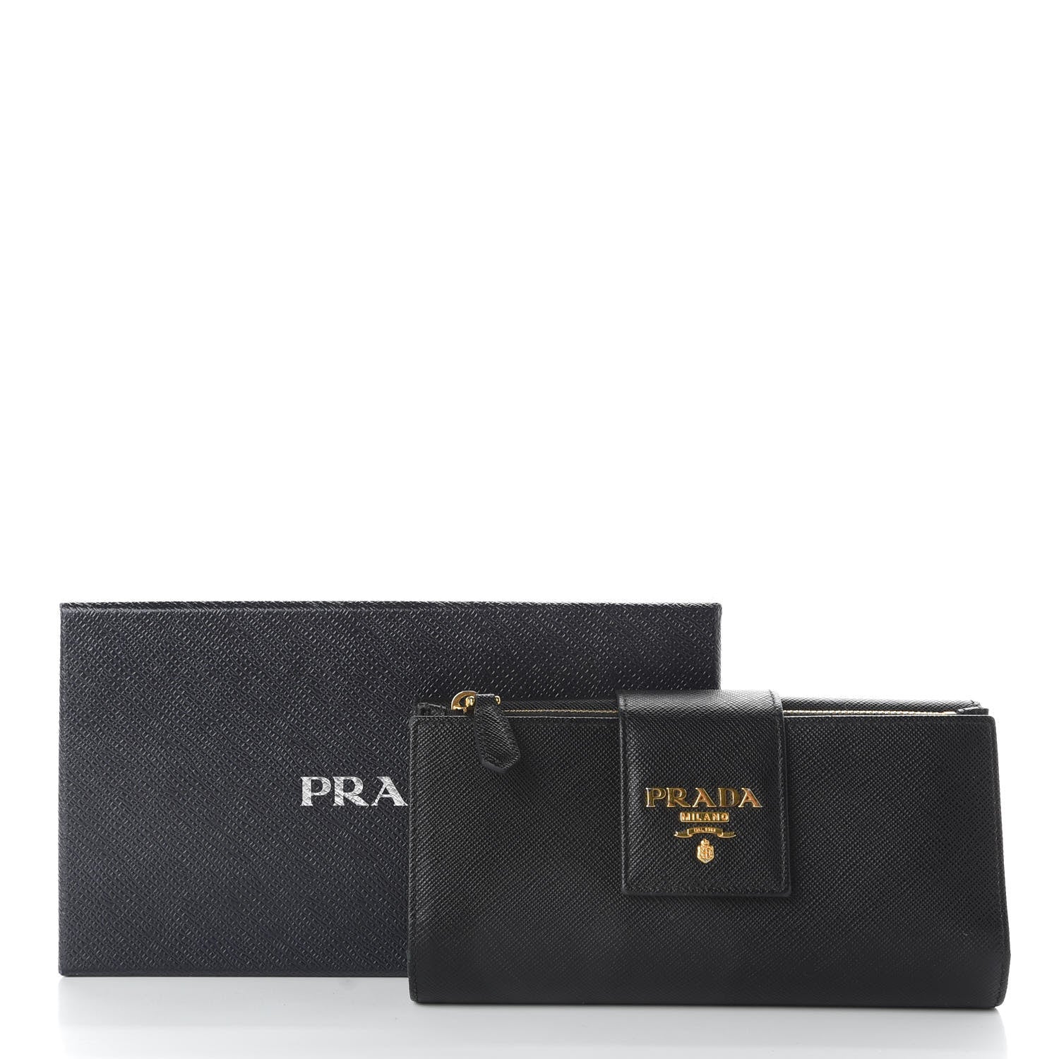 Prada Saffiano Metal Medium Wallet Black 7 of 7