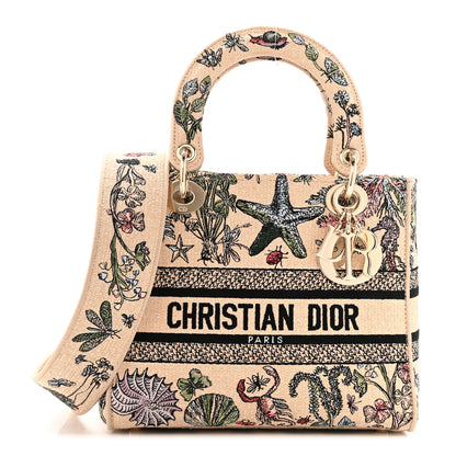 Christian Dior Canvas Cabinet De Curiosites Embroidered Medium Lady D-Lite Beige Multicolor 1 of 14