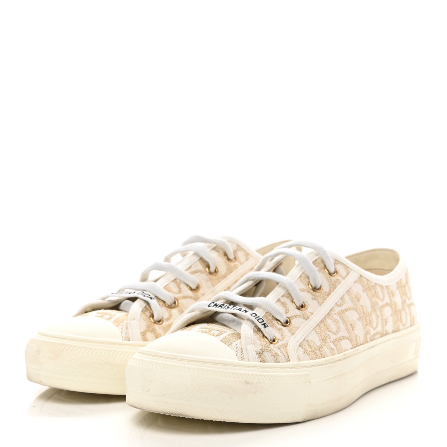 Canvas Oblique Walk'N'Dior Low Top Sneakers 39 Gold